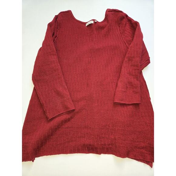 Habitat Red Cotton Linen Lagenlook Tunic Sweater size XL One Pocket - Picture 11 of 13